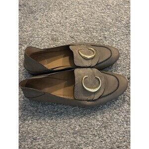 Chloe Leather C Logo Fold-Down Flats Loafers Women’s Size 38 US 8 Brown